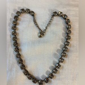 Light Gray Prong Set‎ Stones Jeweled Necklace